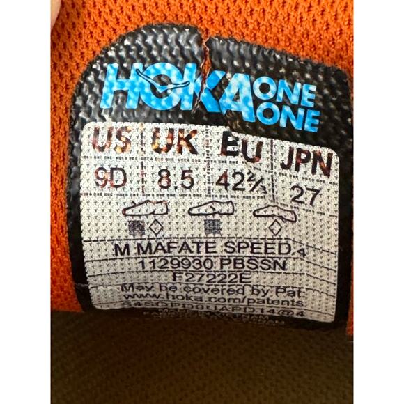 Hoka One One Mens Mafate Speed 4 1129930 Orange Running Shoes Sneakers Sz 9 Read - Picture 6 of 13